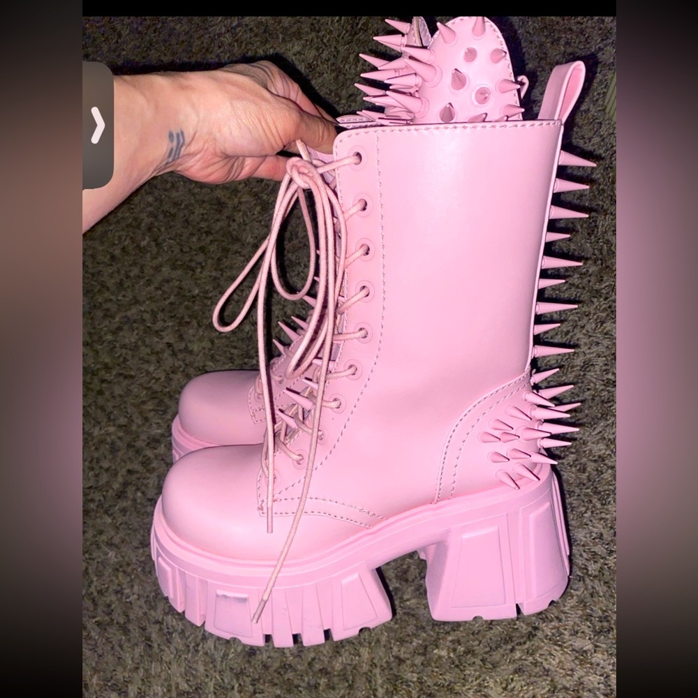 Epic Pink pastel spikey platform boots size 7